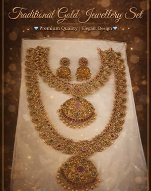 Traditional Gold Plated Haram Set with Earrings