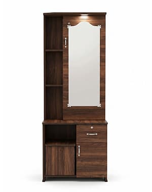 Teak Dressing Table with Mirror and Side Shelves