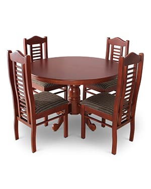 4 Seater Round Dining Set (Mahogany Finish)