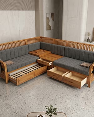 Wooden Corner Sofa Set